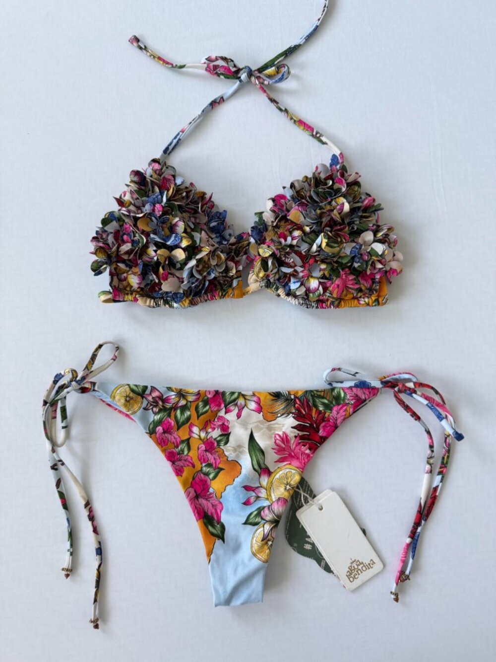 Agua Bendita Multicolor Sequin Triangle Bikini Size SMALL